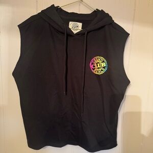 GRAND CLUB BEACH Women's Sleeveless Hoodie Sweatshirt BLACK size SMALL